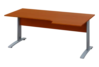 ERK 28 - 186 stůl kancelářský, rohový, pravý, kovová podnož stříbrná, deska 25 mm, široký 1800 mm, třešeň šumavská